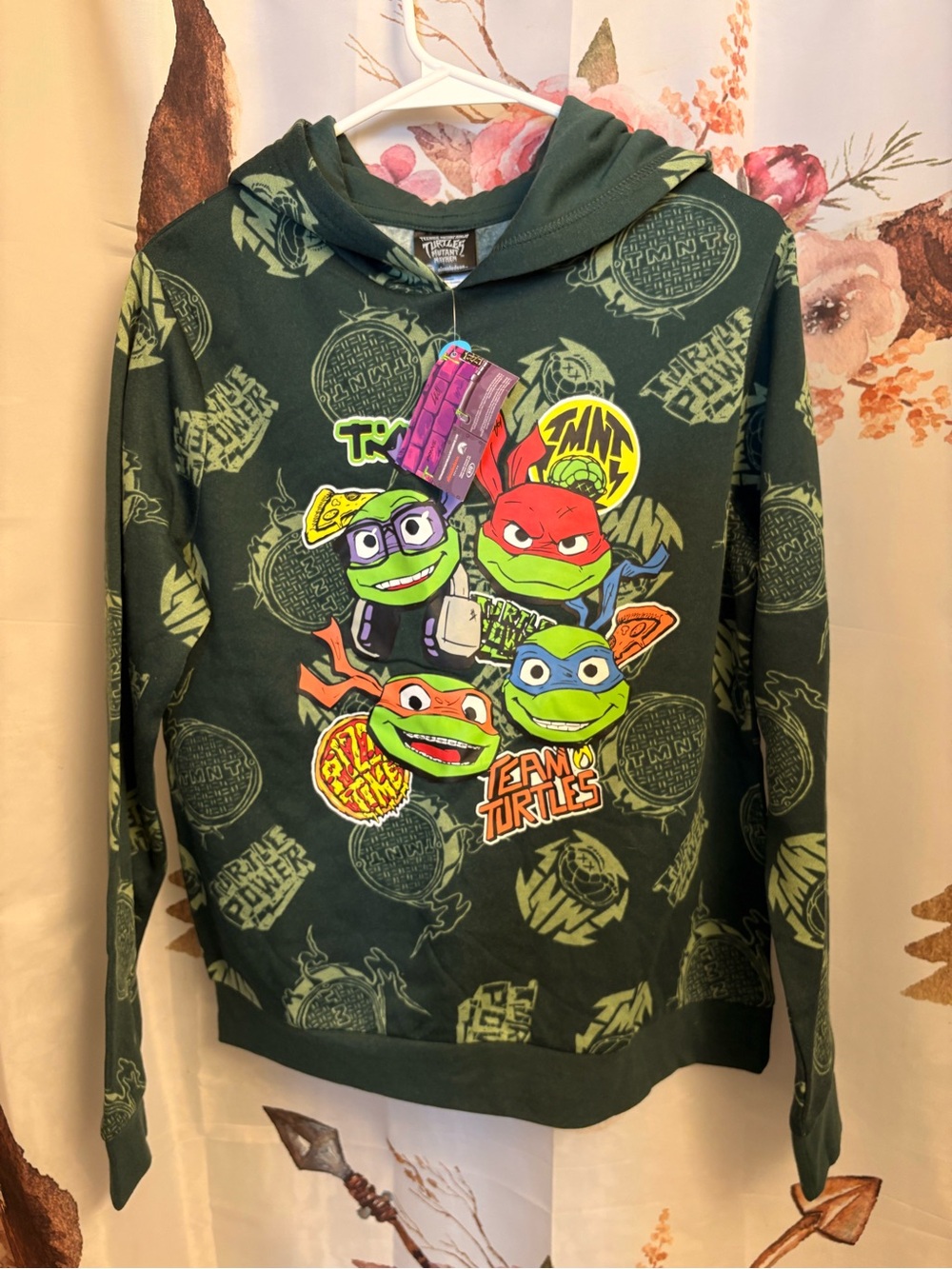 New 14/16 Teenage Mutant Ninja Turtles Kids' Green Hoodie - Team Turtles